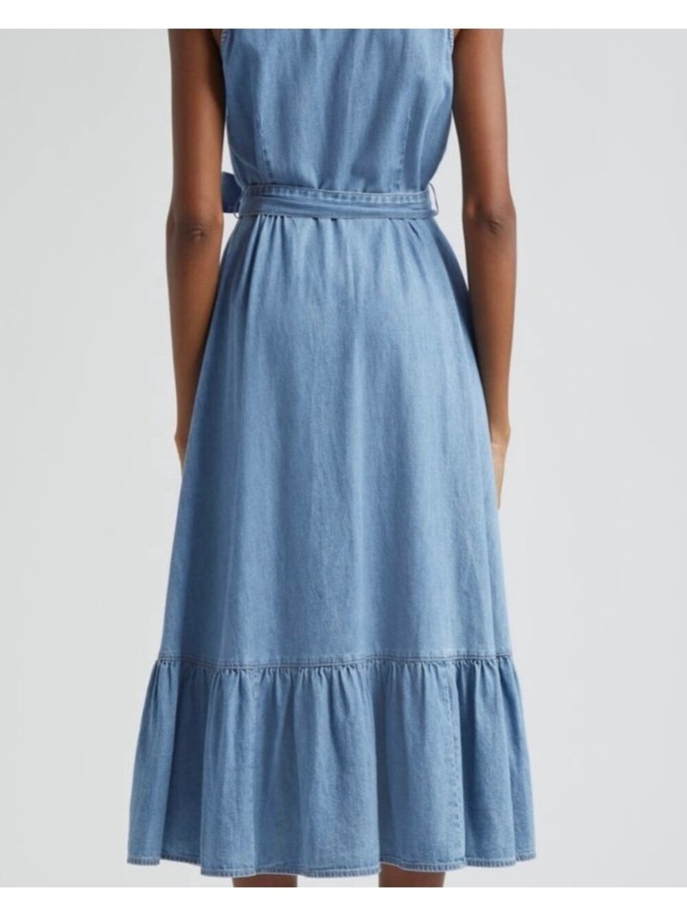 Veronica Beard Edwina 12 Belted Denim Pearl Snap Dress Preppy Western - Picture 3 of 11